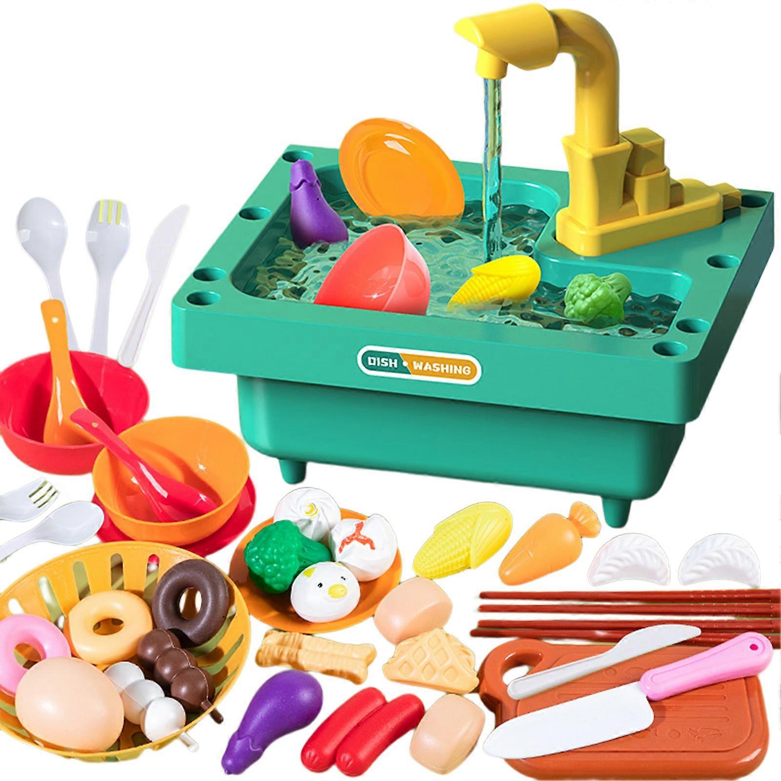 39Pcs/Set Kitchen Sink Toys with Water Cycle System Safe Fun Pretend Playset for Boys And Girls Supply KAESI