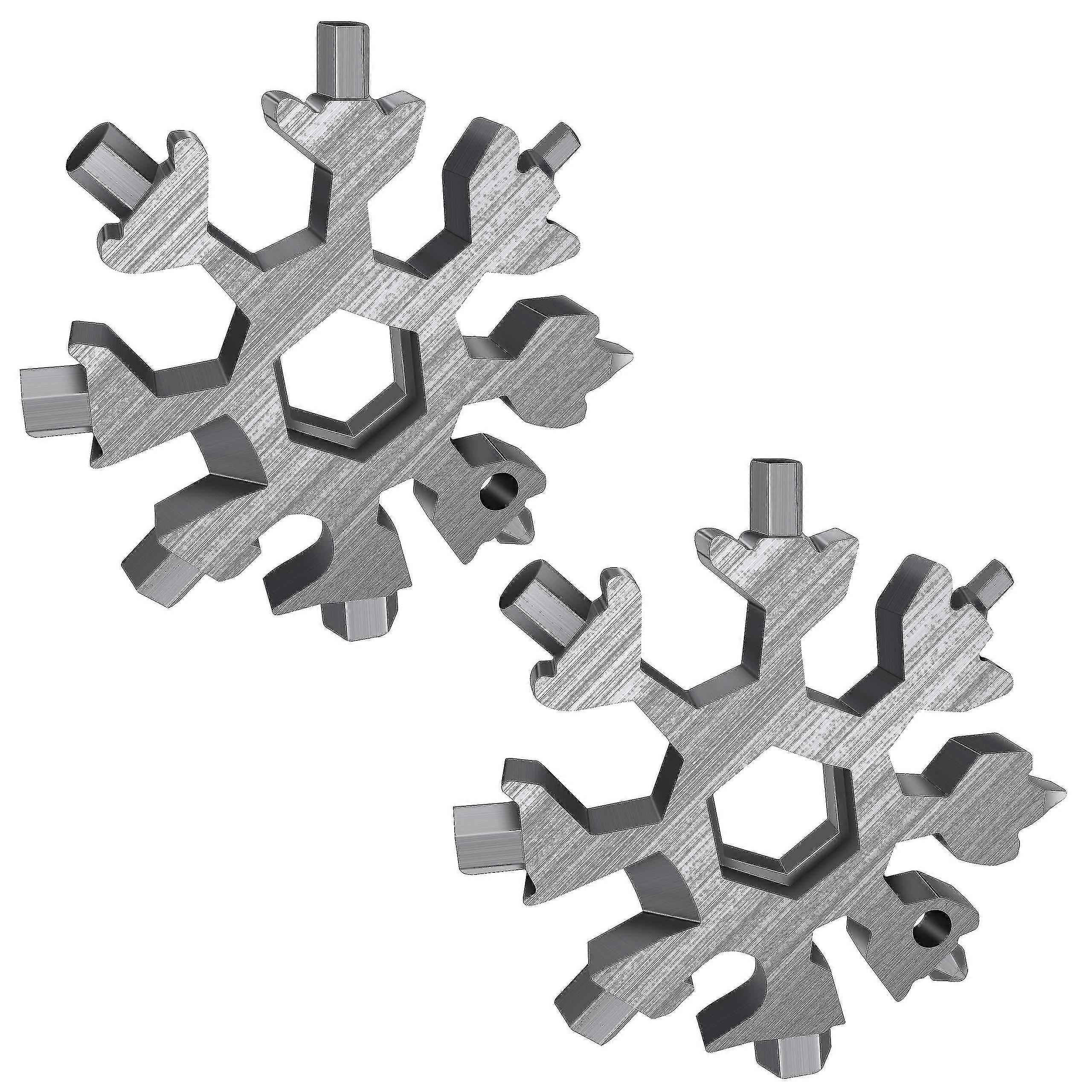 2 Pack 18-in-1 Snowflakes Multi Tool,stainless Steel Bottle Opener Wrench, Flat Cross Screwdriver Kit,outdoor Portable