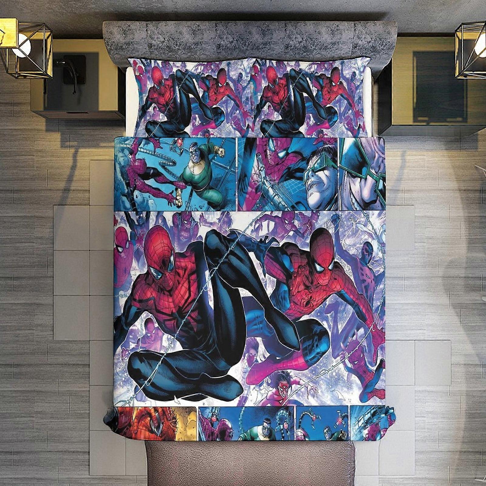 v876  Bed Sheets Bedding Spider-Man - The Clone Conspiracy 3 Piece Sets Full/Queen Size - Reversible Microfiber Quilts with 2 Shams Soft Lightweight B