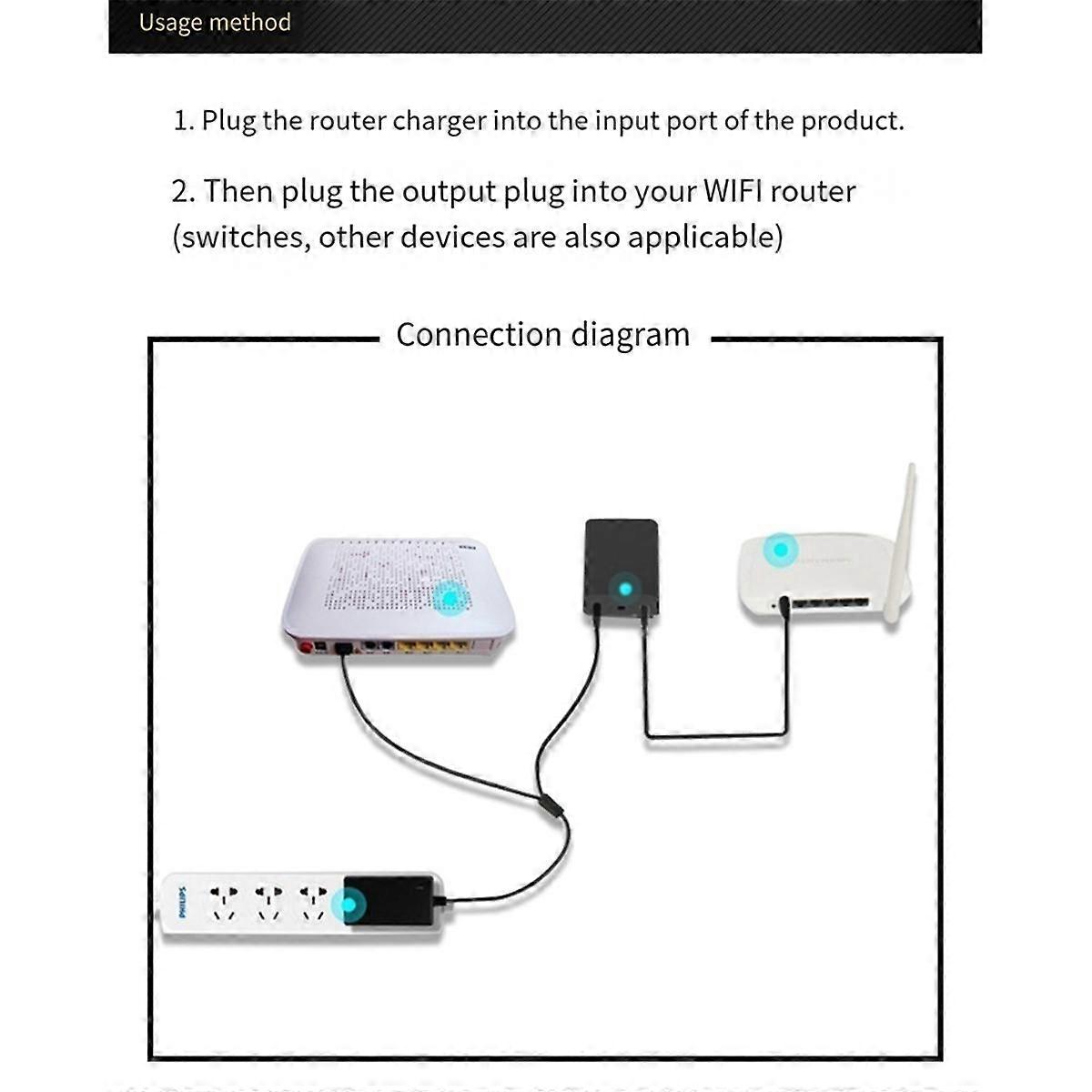Mini UPS Battery Backup 24W 2200MAh Uninterruptible Power Supply with DC Input DC12V 2A for Home Ro