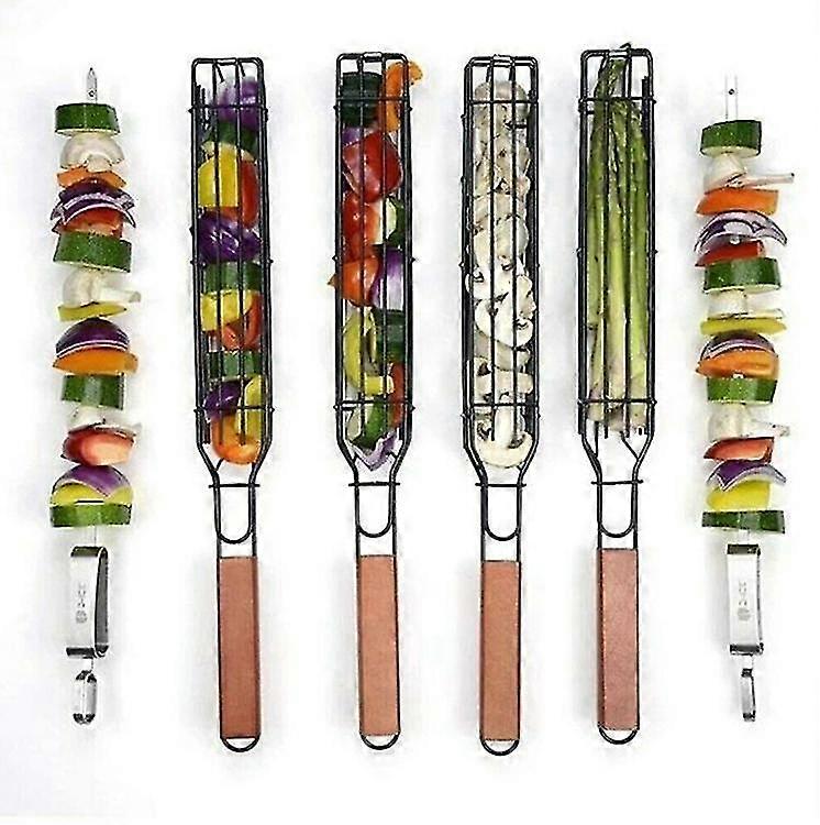 EVAGO Portable Grilling Baskets - Set Of 2 Companion Nonstick Grilling Baskets
