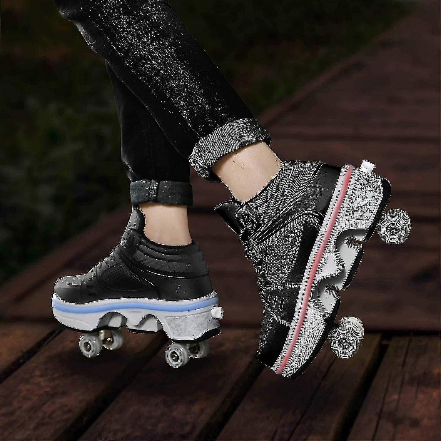 Double-row Deform Wheel Automatic Walking Shoes Invisible