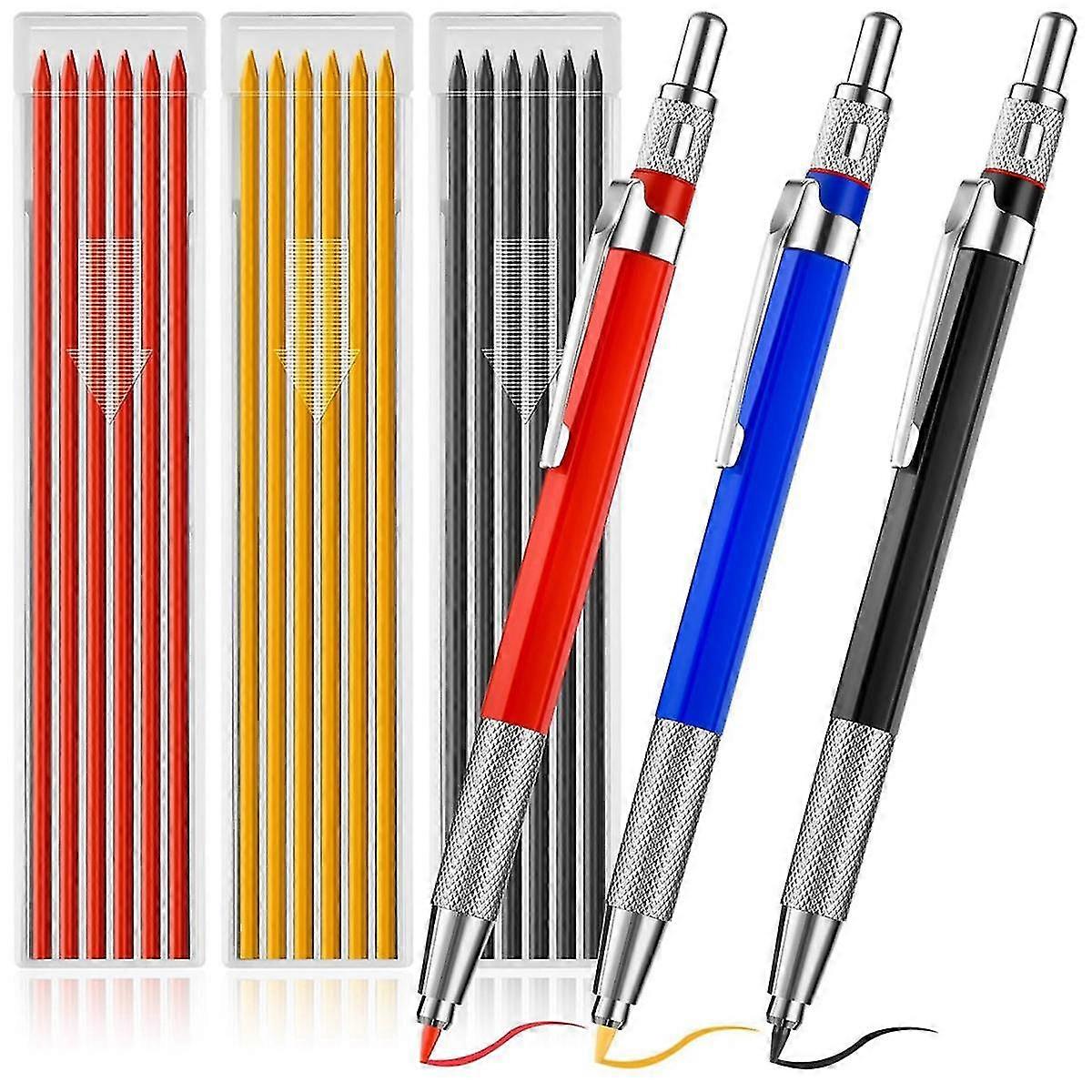 Welder's Pencil, Mechanical Pencil Metal Marker, Built-in Sharpener For Pipe , Steel Fabrication Carpentry
