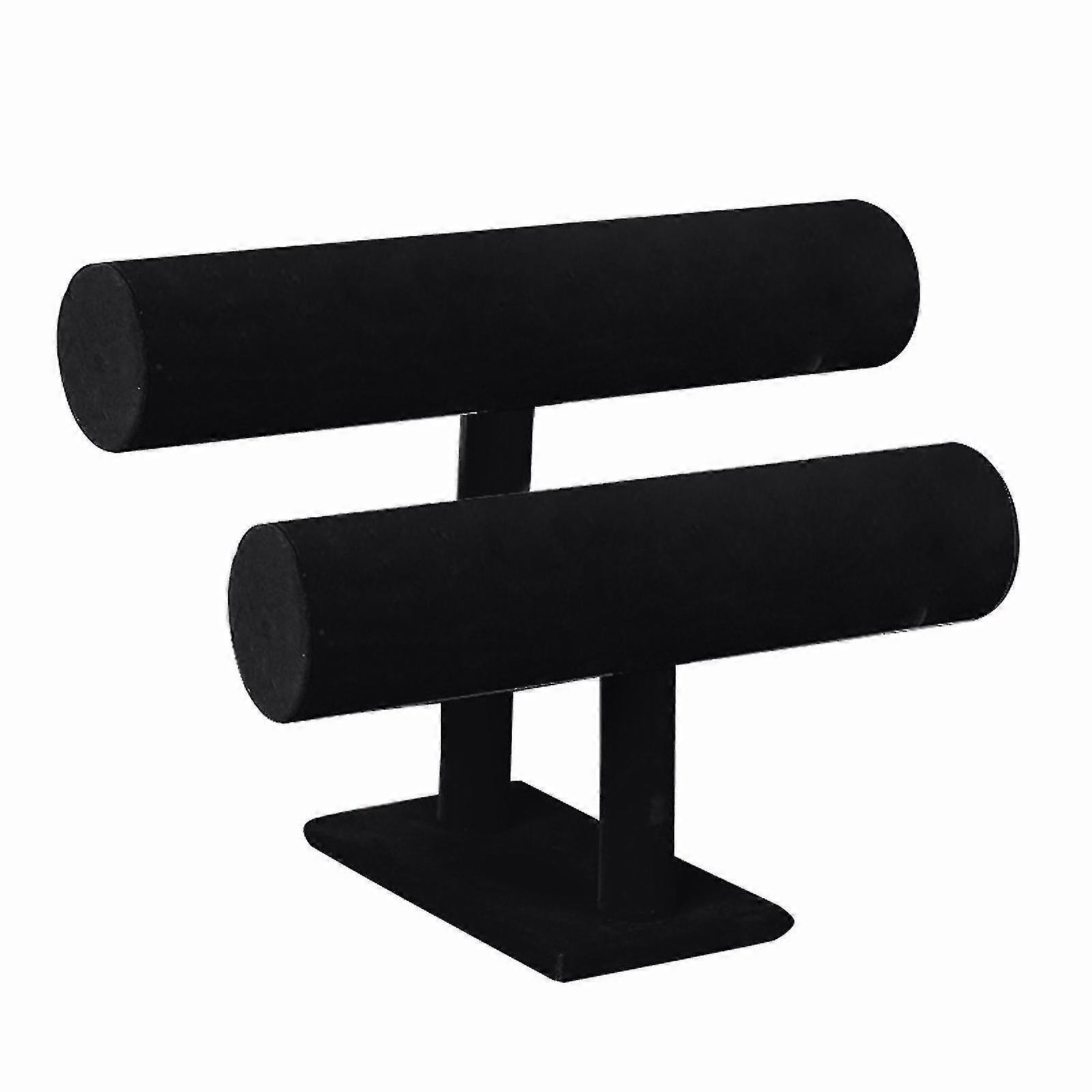 2-tier Velvet Jewelry Bracelet Watch Rack Organizer Display Stand Holder