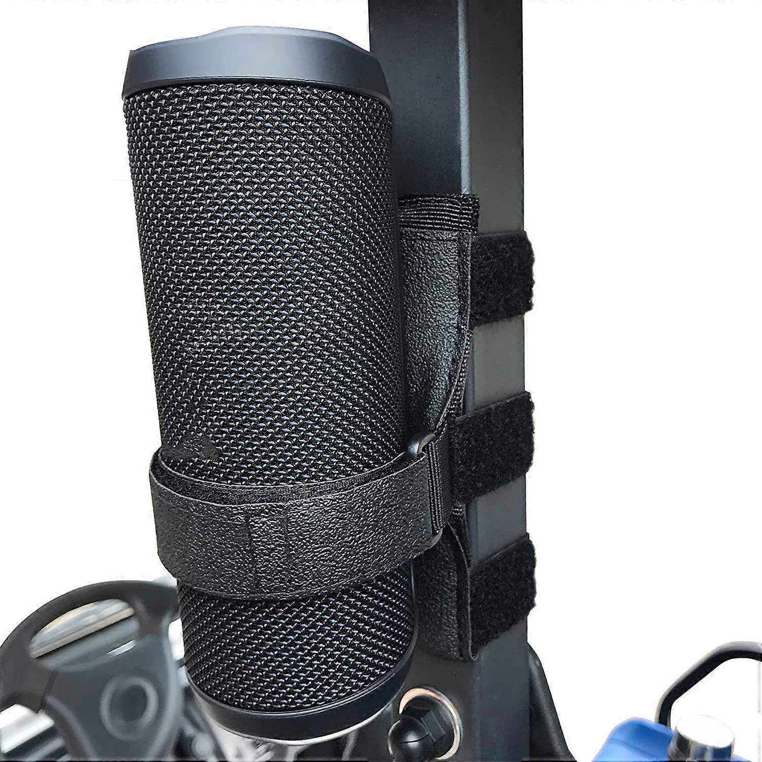 Portable Speaker Mount for Golf Cart Accessories - Adjustable Strap Fits Bluetooth Wireless Speaker Strap Attachment To Railing/Cross Bar/Frame Black