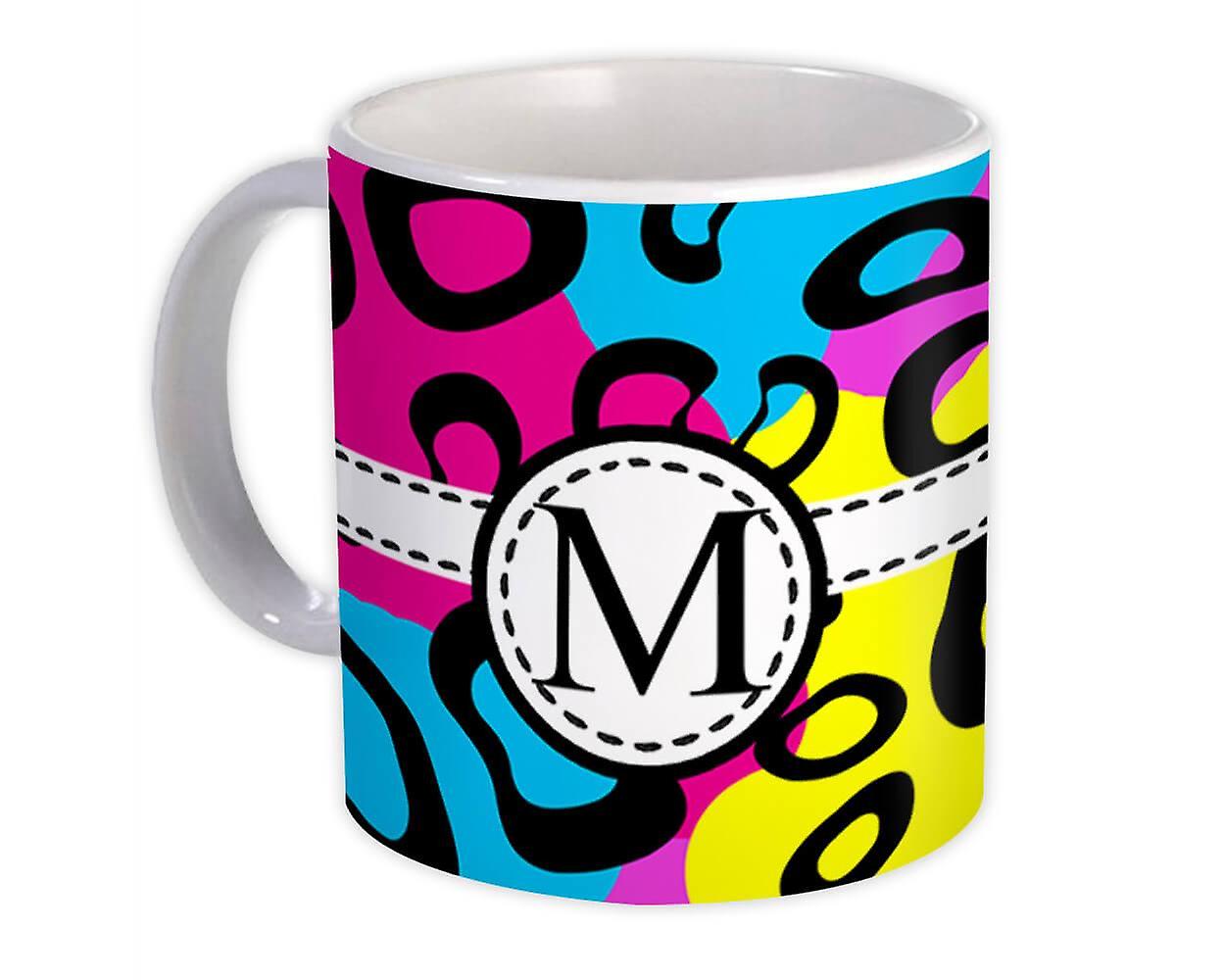 Gift Mug: Monogram Letter M Neon