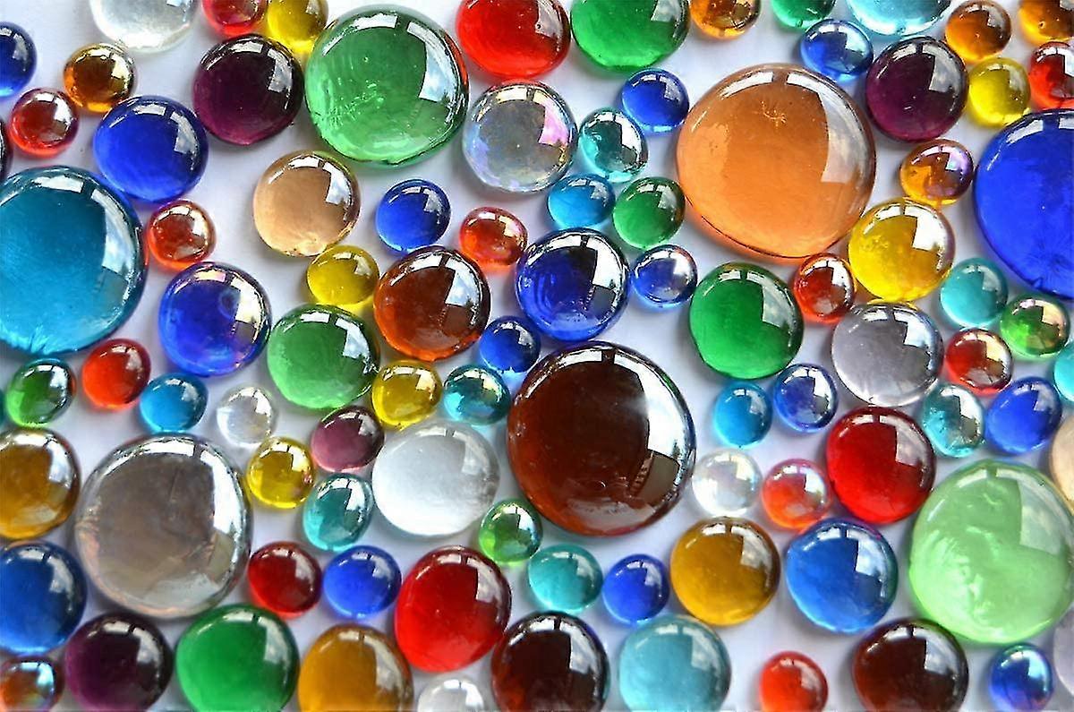 176 G Colourful Glass Pebbles In 3 Different Sizes, 1-3 Cm Decorative Mosaic Stones, Approx. 66 Pieces