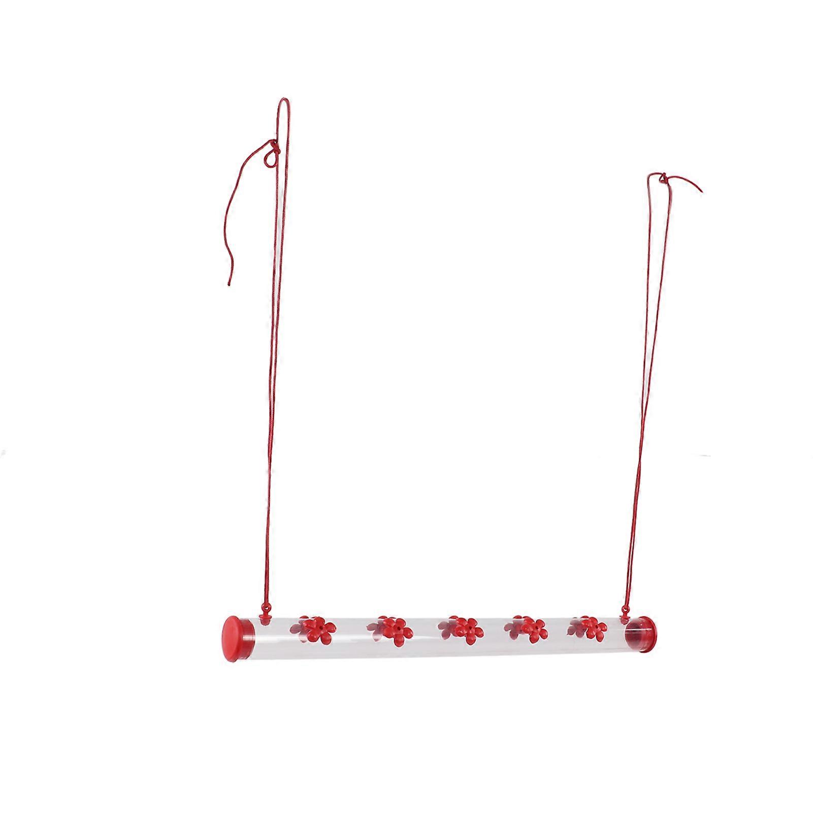 Long Tube Bird Feeder Easy to Clean with Flower for Deck Terrace Garden Courtyard 43x3x3cm