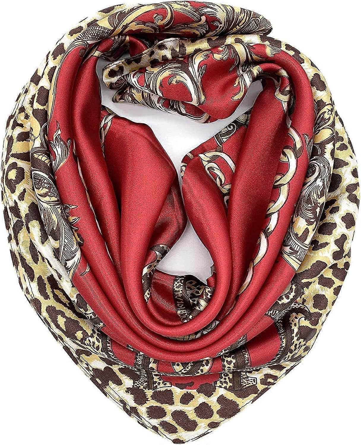 Écharpe en polyester Femme Mode Motif Grand Carré Satin Bandana 35''x35''