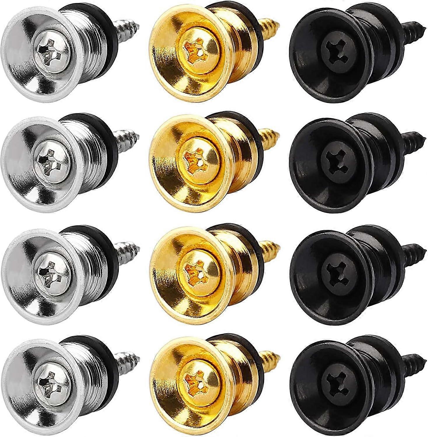 Metal Guitar Strap Knappar, Gitarr Strap Lås, Gitarr Strap Fästen, Gitarr Strap Lås för akustisk elgitarr bas Ukulele, 12st
