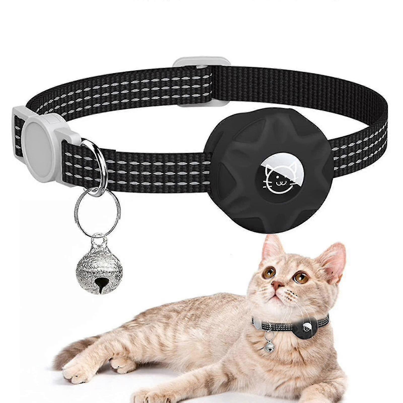 Airtag GPS Cat Collar with Breakaway Feature Bell and Airtag Holder Suitable for Girl Boy Cats and Kittens