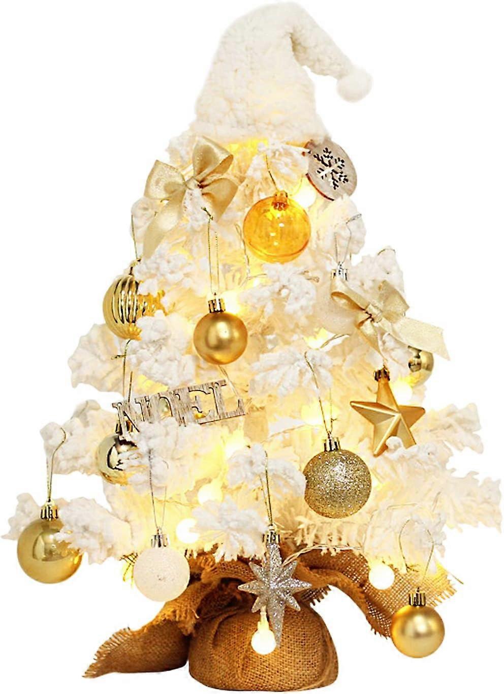 19.7 inch Mini Christmas Tree , Prelit Tabletop Christmas Tree, Snow Flocked Christmas Tree