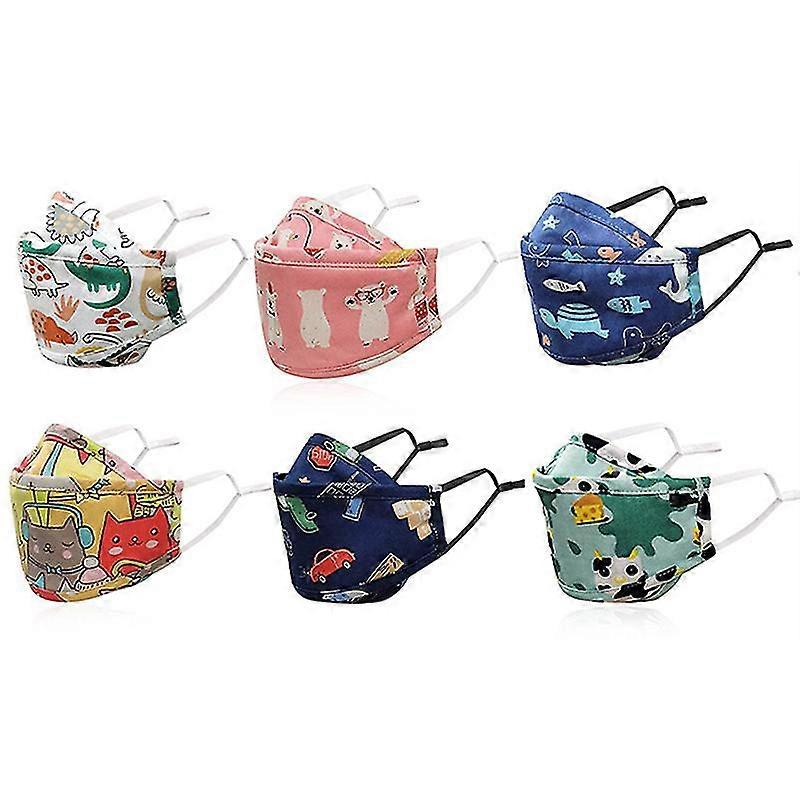 キッズフェイスマスク6パック、通気性快適で洗えるマスク