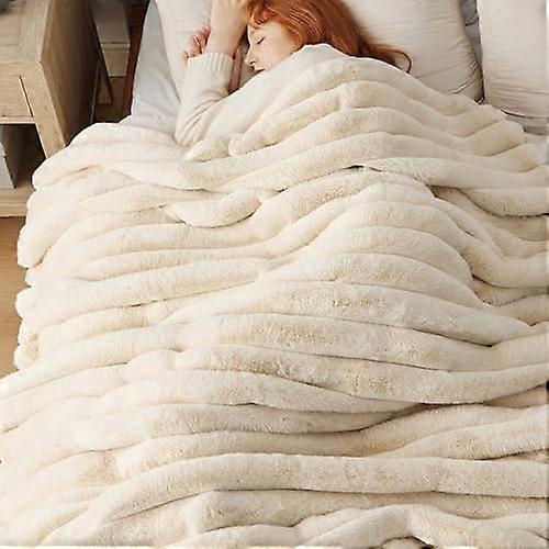 Cuddly Rabbit Fluffy Blanket, Thick and Warm Sofa Blanket for Winter, Faux Fur Blanket, Plush Blanket for Couch and Bed, 130x160cm