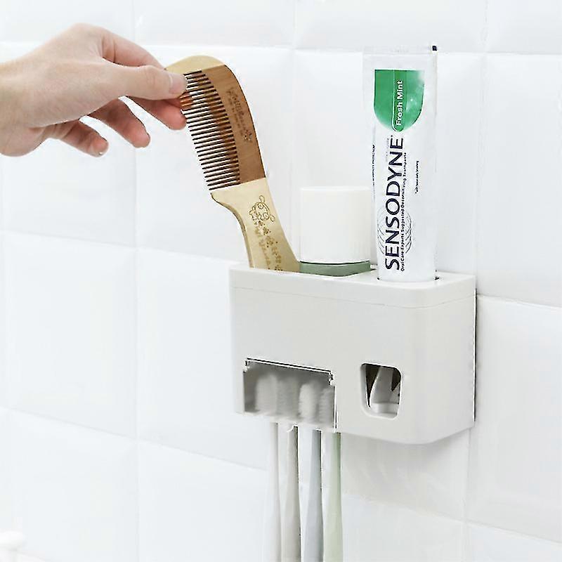 Automatic Toothpaste Dispenser Wall Mounted Toothbrush Holder Multifunctional