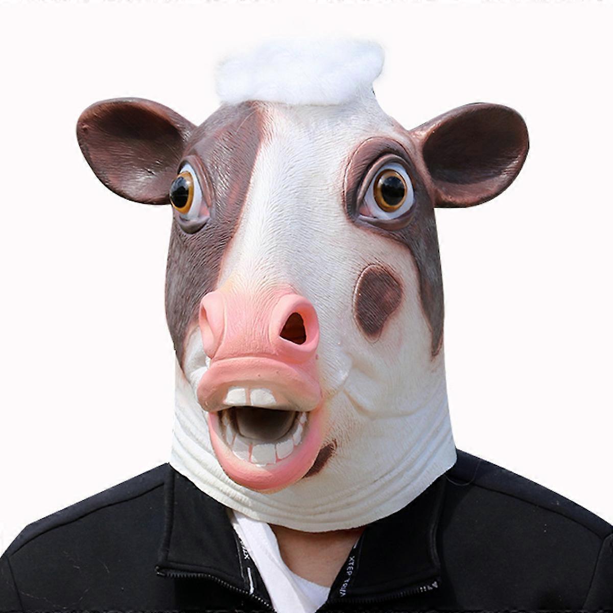 Cow Mask Animal Head Cover Halloween Cosplay Costume Mask Masquerade Carnival Party Animal Funny Performance Props