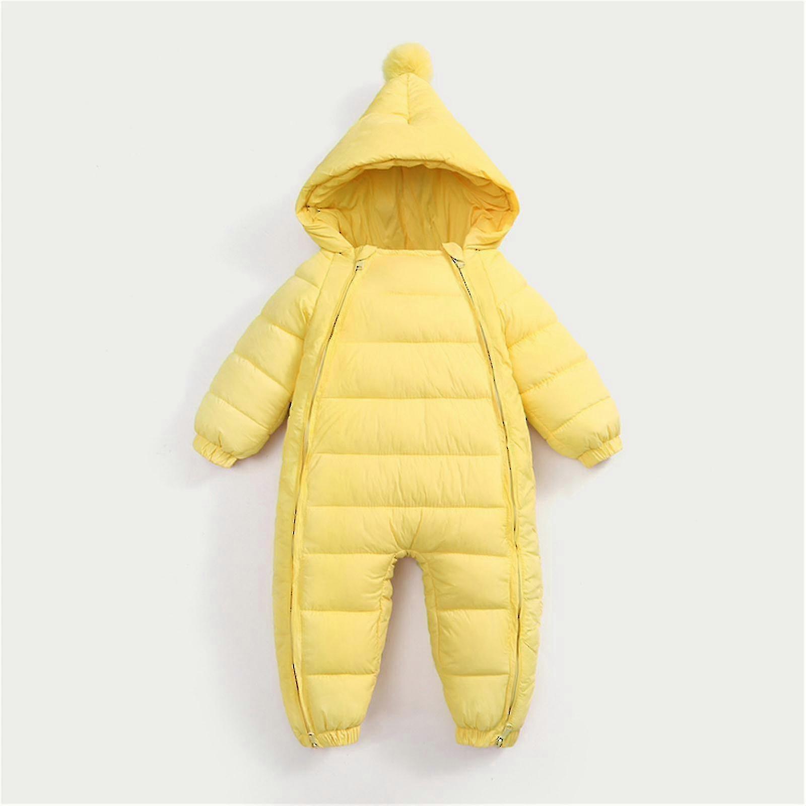 Huvjacka Jacka Småbarn Pojkar Flickor Långärmad Enfärgad Vinterrock Jacka Tjock Vindtät Varm Jumpsuit 5t Klänning Kappa Pojkar