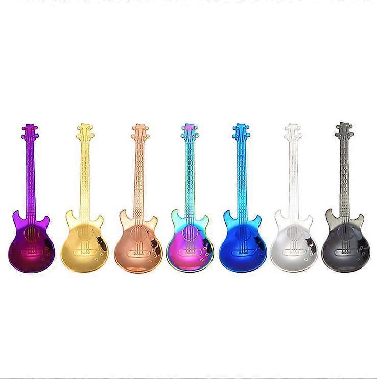 7ST /Set rustfrit stål guitar tsk te kaffe isk dessert skeer