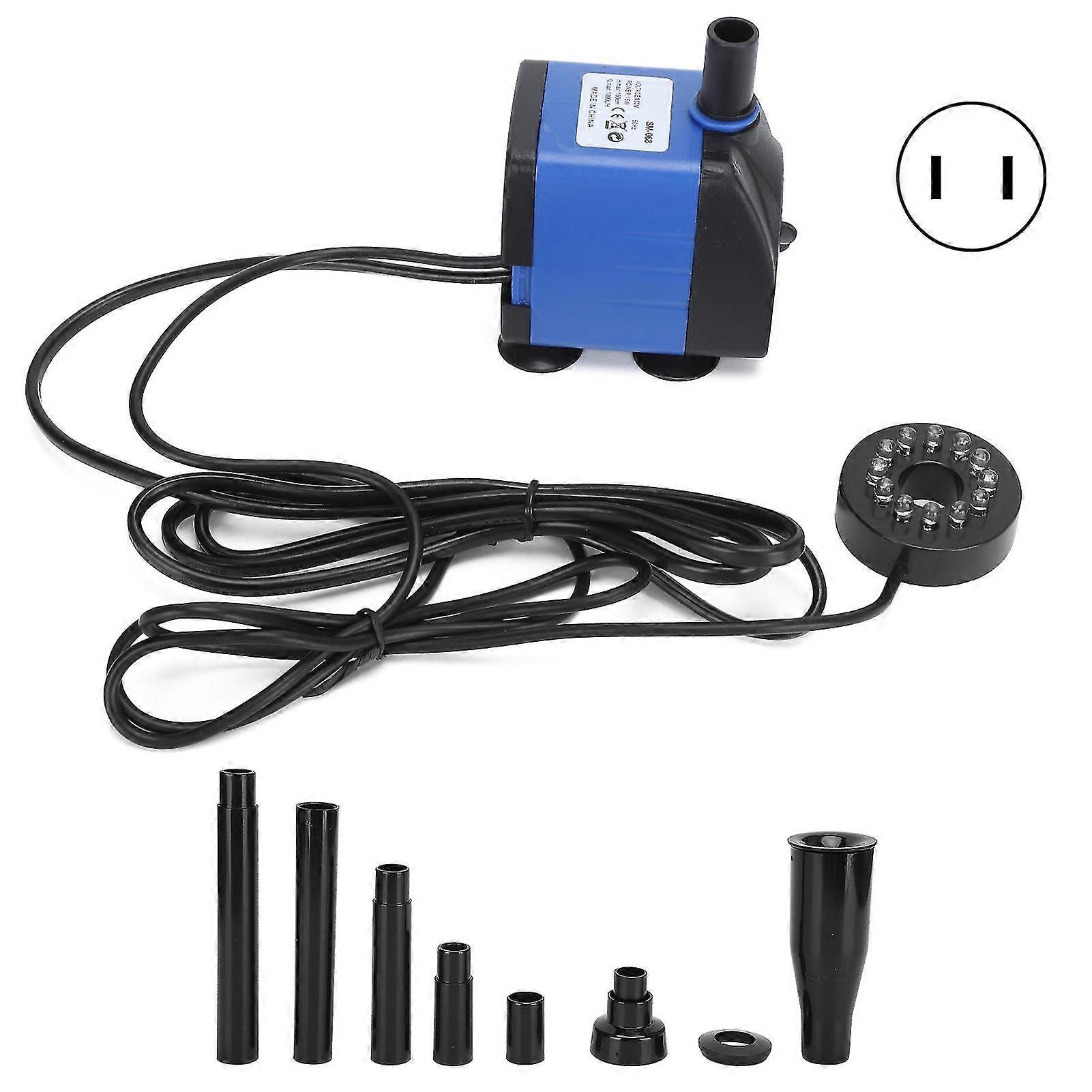 Submersible Aquarium Water Pump with Colorful LED Liht - Blue (US Plu, 110V)