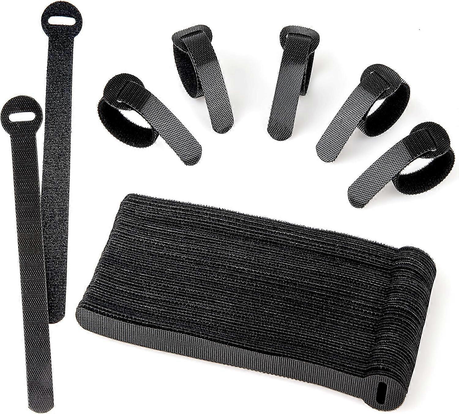 Cable Ties, 60-Pack Black Reusable Adjustable Cable Ties with Hook and Loop for PC Cable Management, Cable Organization