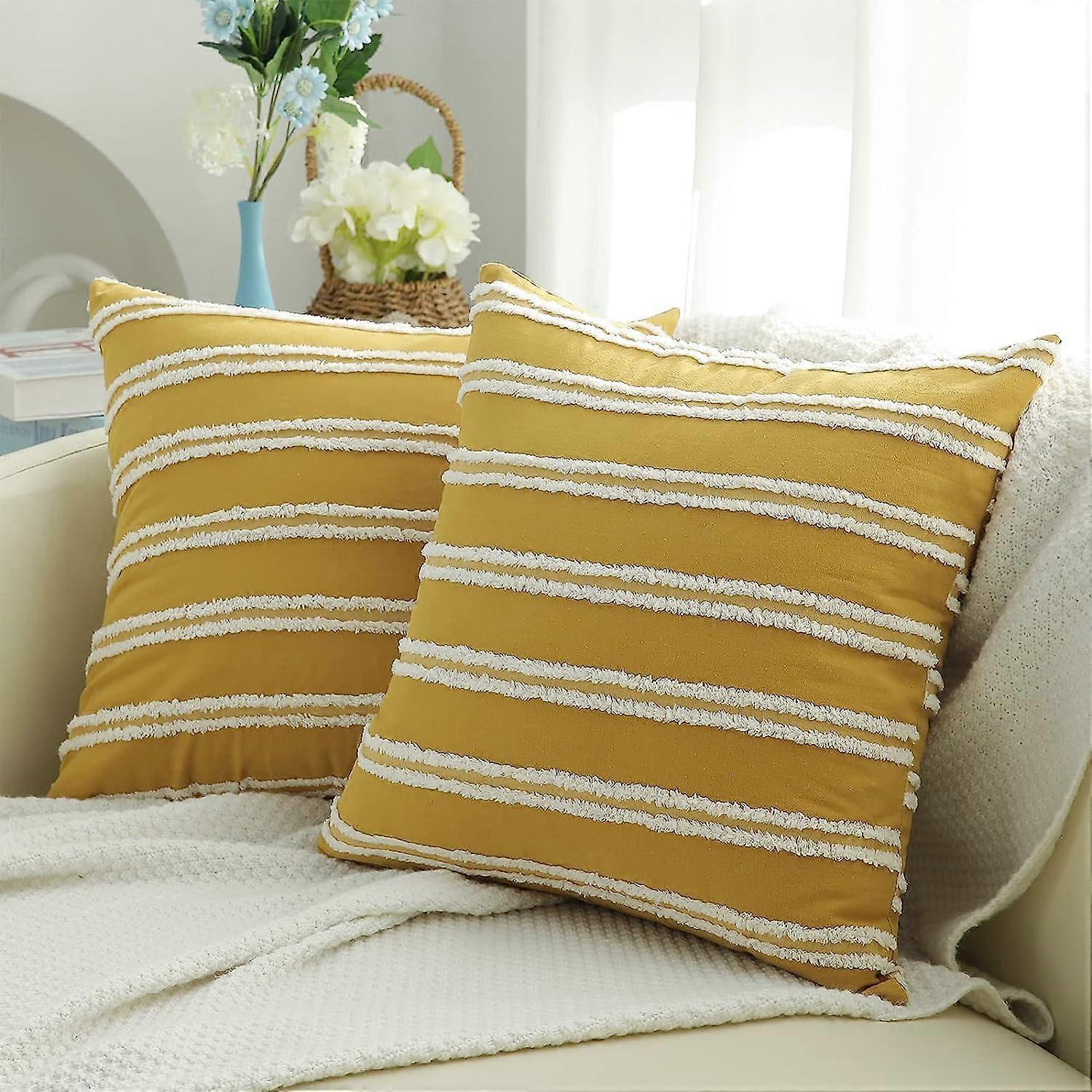 Pillow Cases Yellow Mustard Throw Pillows Modern Farmhouse Yellow