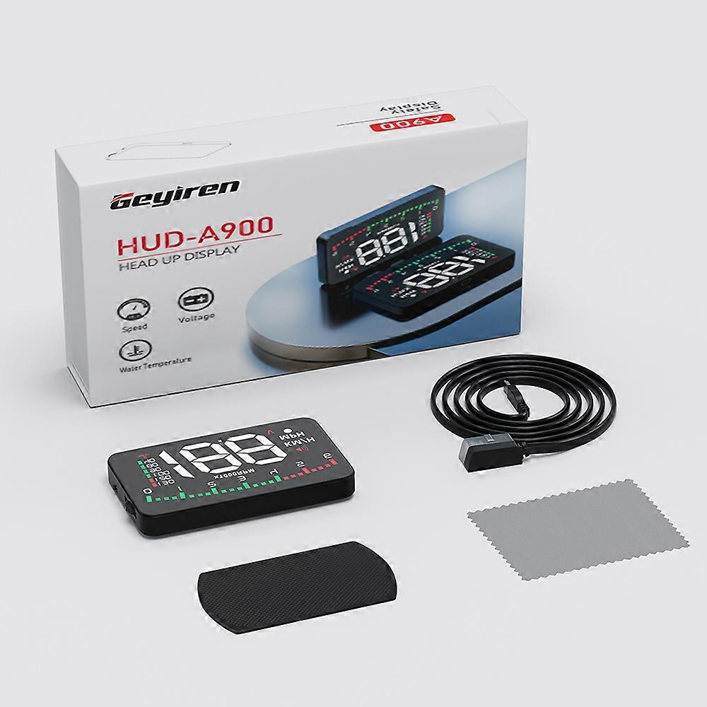 Geyiren OBD2 EOBD HUD A900 Head-Up Display Car Overspeed Speed Alarm Auto Water Temperature Windshield Projector
