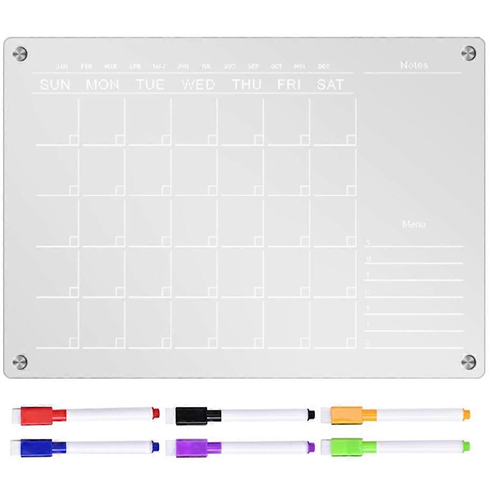 1 Set of Acrylic Memo Board with Pens Magnetic Weekly Planner Fridge Board List Writing Board