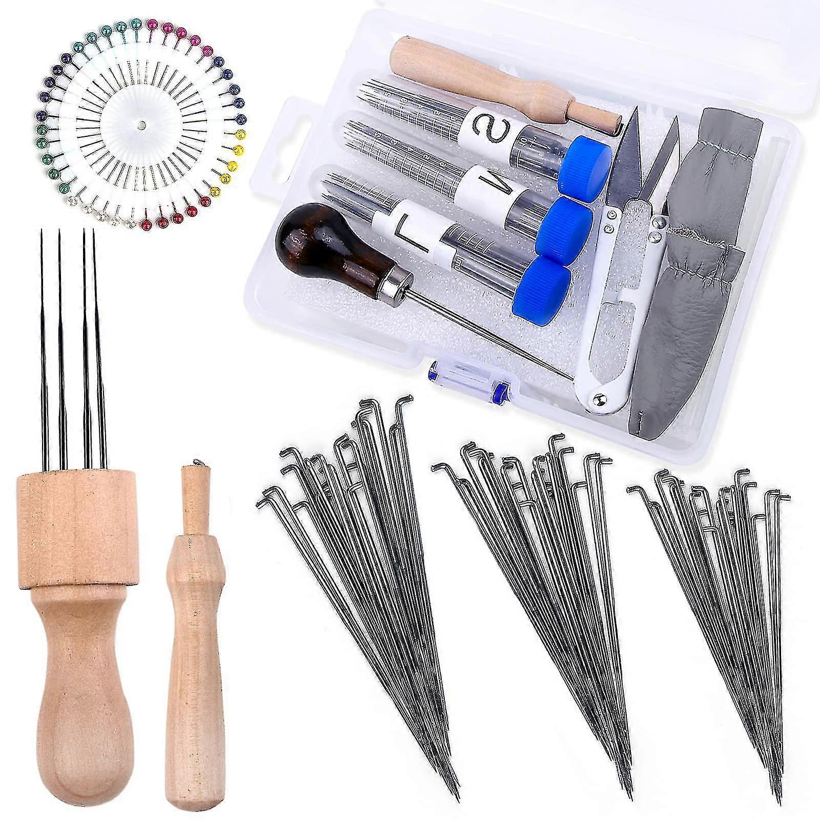 Wool Felting Needles Tool, Needle Felting Supplies Includes 60pcs Wool Felting Needle, 2pcs Felting Needle Tool