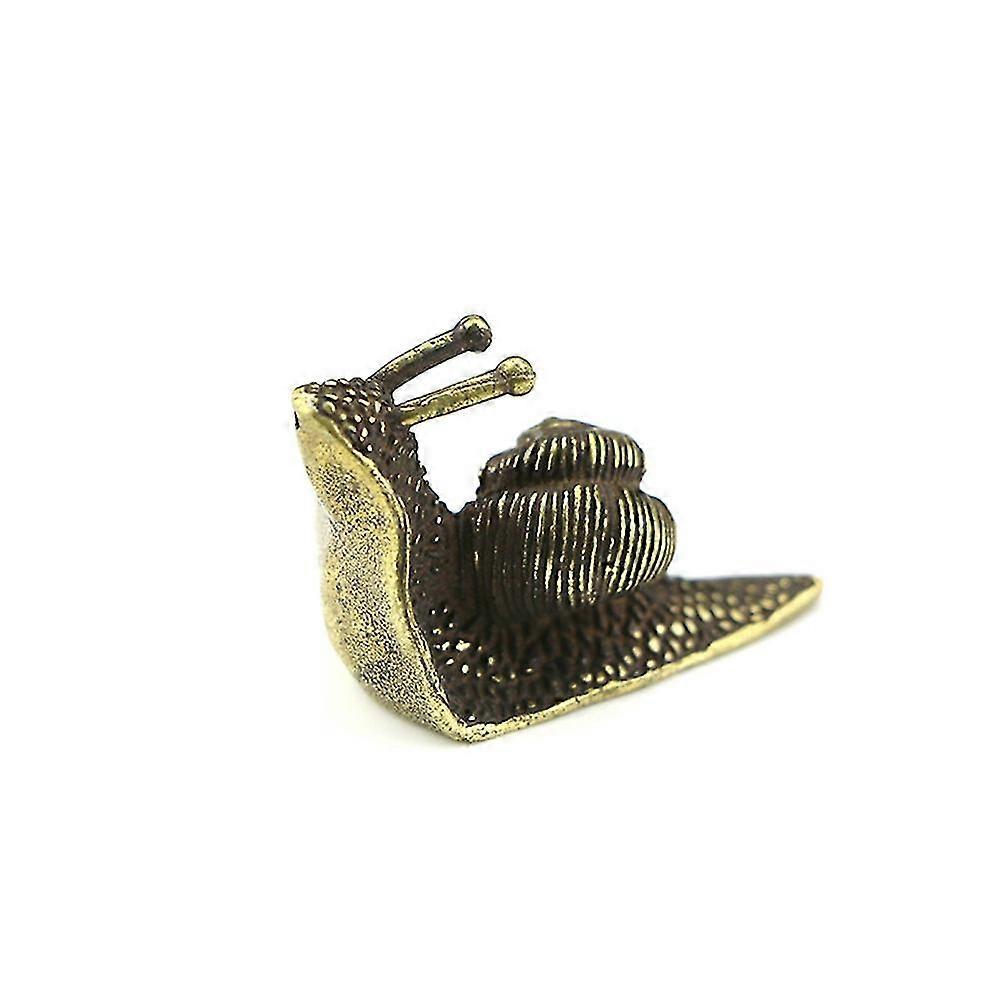 Retro Pure Copper Mini Snail Statue Ornaments Desk Antique Brass Tea Pet Collection Home for Living