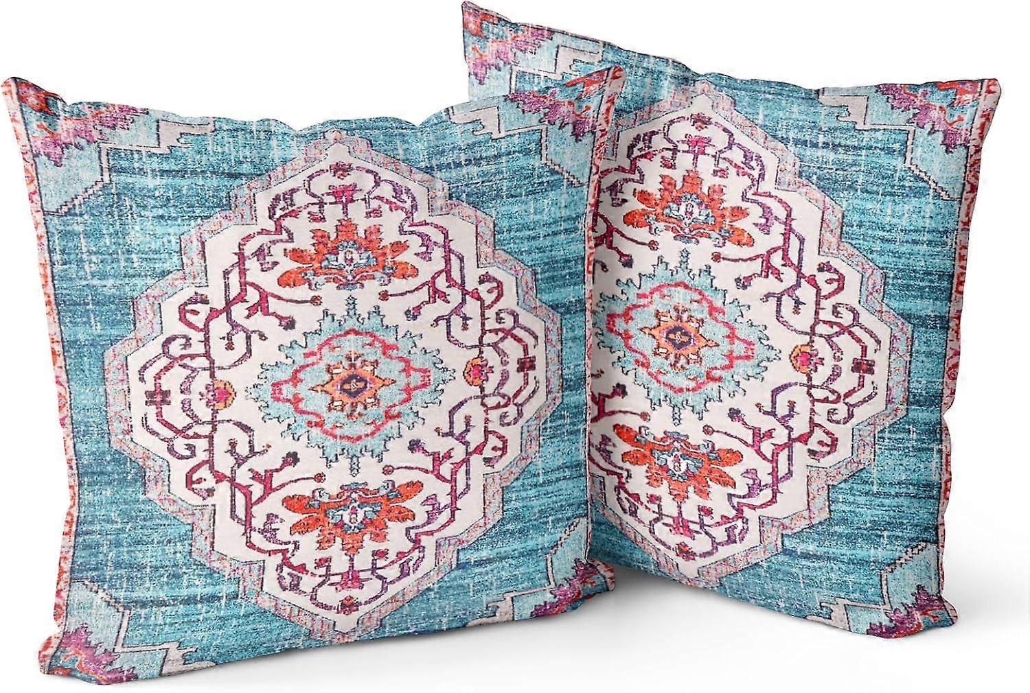 Boho Throw Pillow Covers 20x20 inch Set of 2 Monaco Rug Persian Carpet Double Sided Pattern Cotton Soft Pillow Case Cushion Cover Pillowcase for Couch