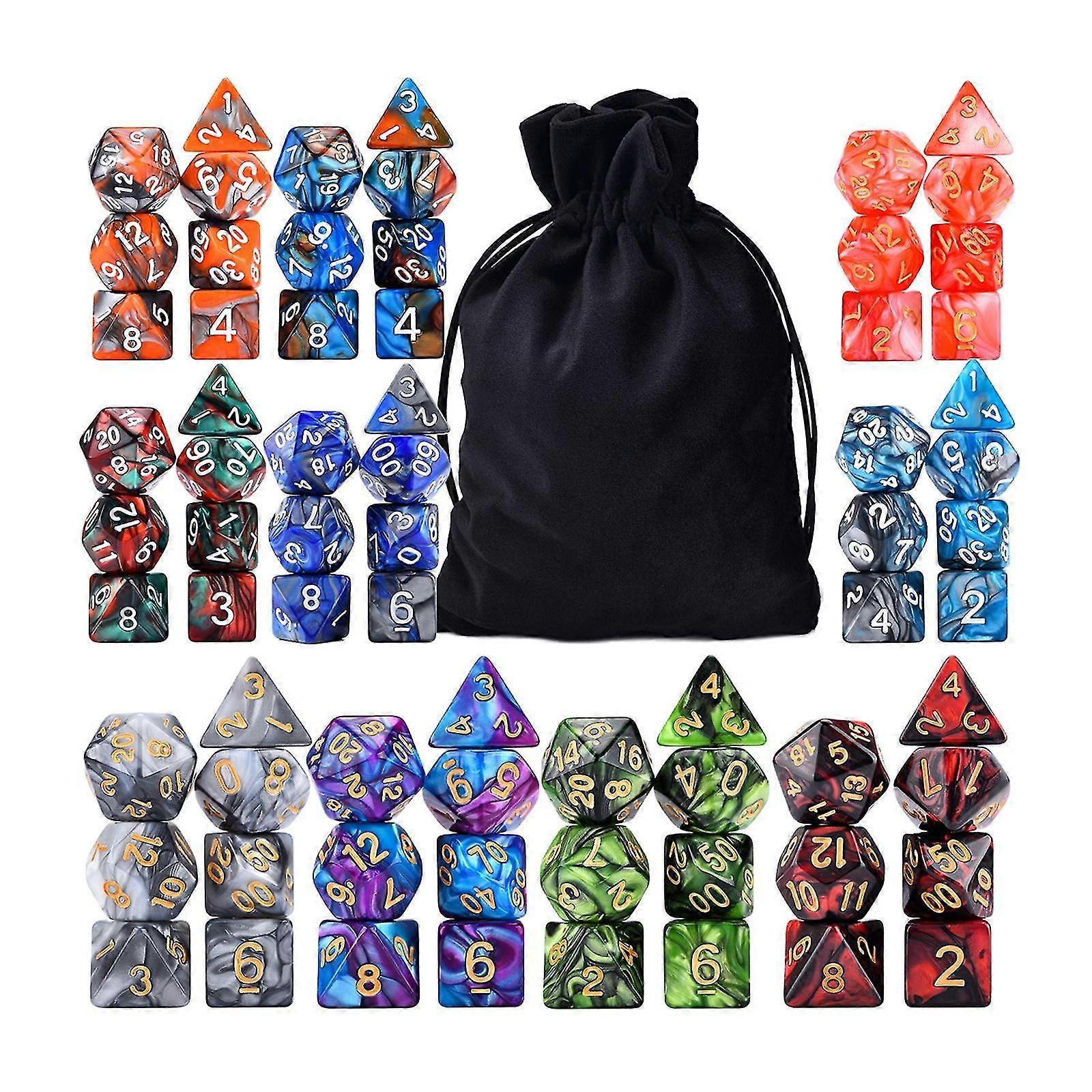 70Pcs Acrylic Polyhedral Dice Set D4-D20 for Role Playing DND Bar Toys