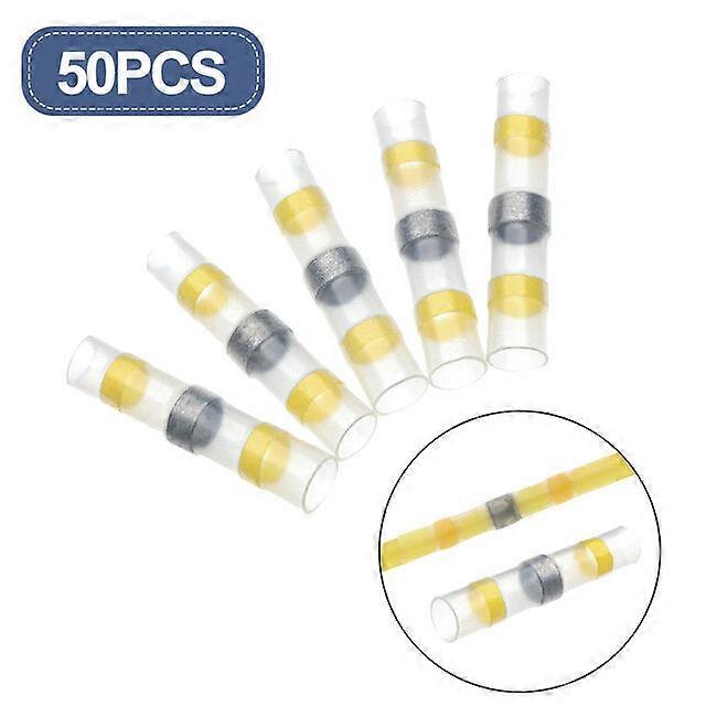 50Pcs Solder Seal Wire Connectors Waterproof Heat Shrink Butt Connectors Electrical Wire Terminals Insulated Butt Splices
