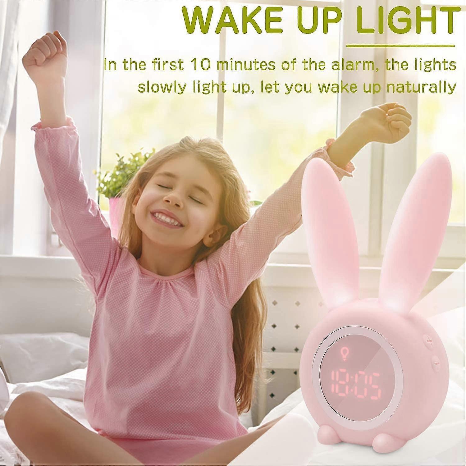 Kids Alarm Clockcute Rabbit Clock Wake Up Lght Creative Bedside