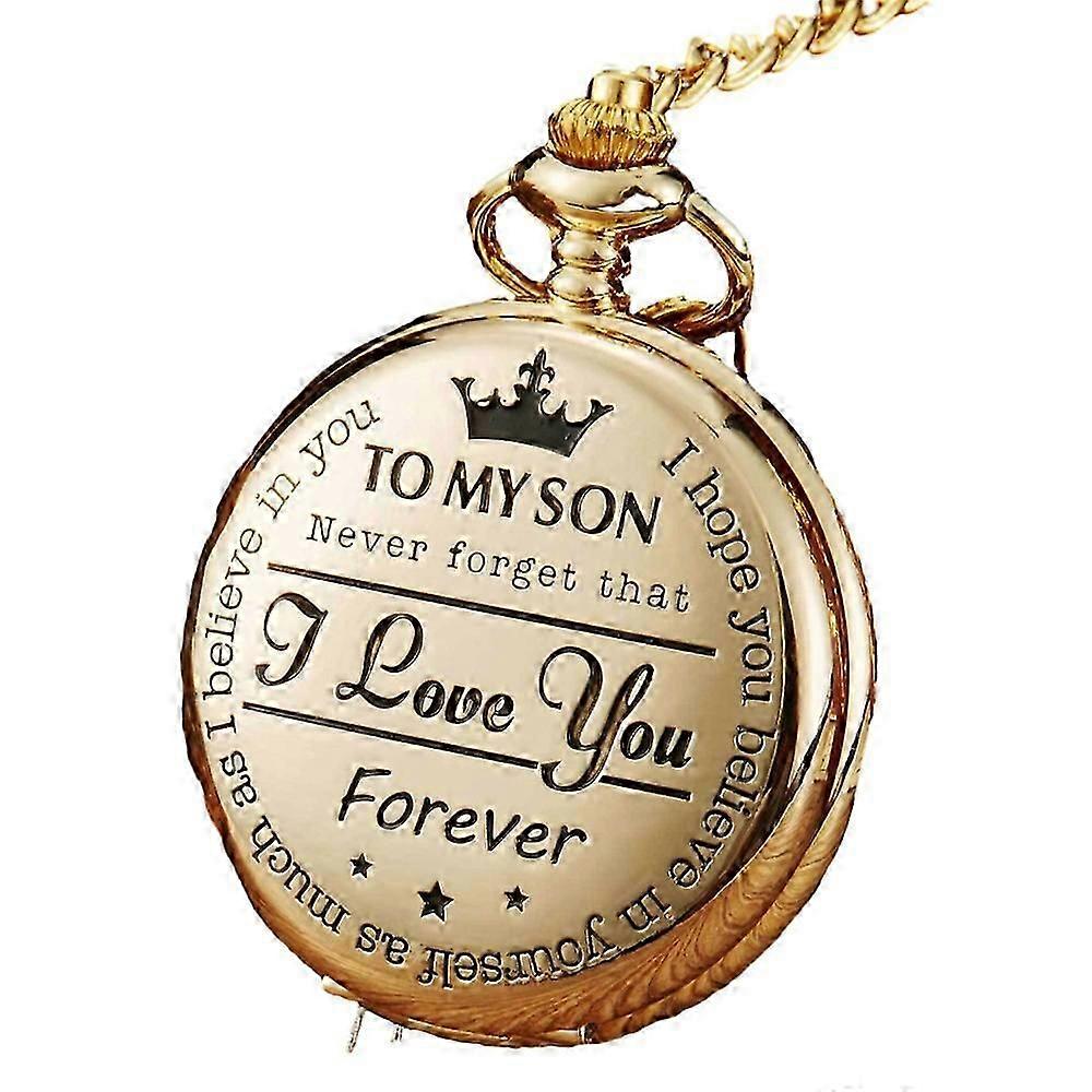 Gravierte Taschenuhr für Sohn Ich liebe dich Geschenke von einer Mutter Vater Geburtstag Weihnachtsgeschenk
