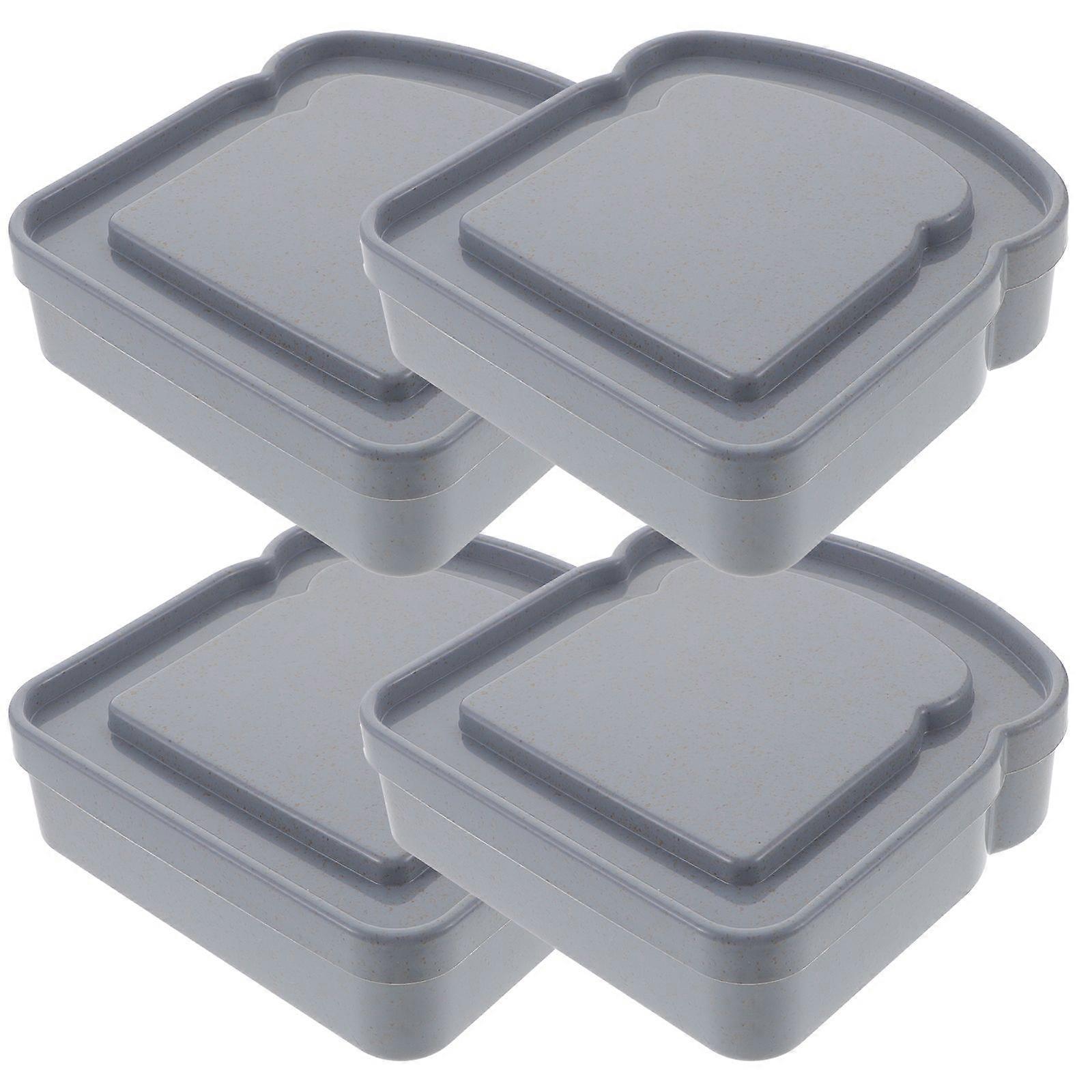 4pcs Sandwich Containers Sandwich Containers Lunch Boxes Bread Storage Box with Lid
