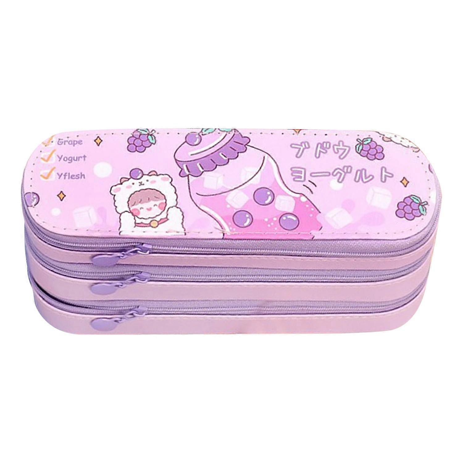Large Pencil Case Multipurpose Cute Stylish 3 Layers Large Capacity Pencil Pouch with Class Schedule