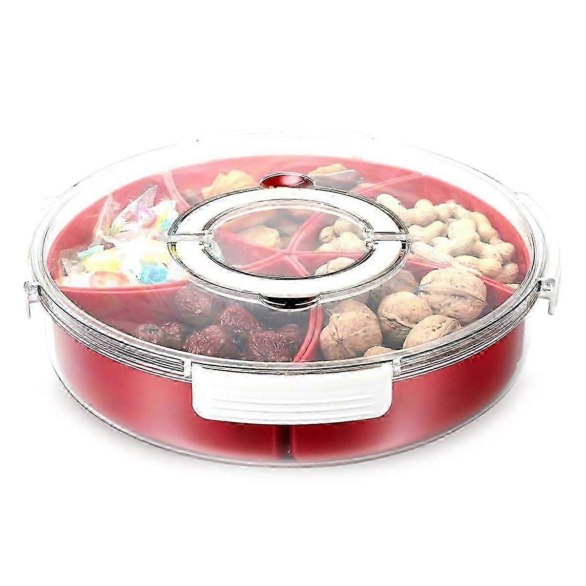 Divided Snack Serving Tray With Lid Handle, 5 Compartments Plastic Snack Food Containers With Lids Vegetables Tray