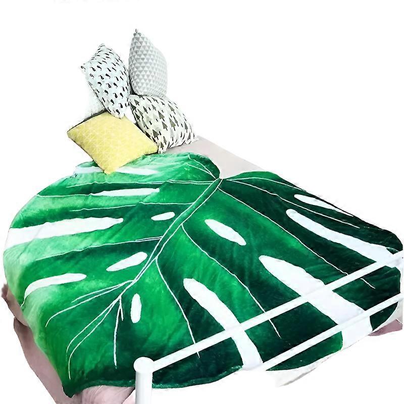 Nneoba Green Leaf-shaped Flannel Blanket.