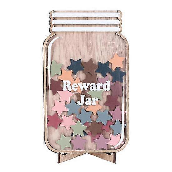 Wooden Reward Jar for Kids Positive Behavior Incentive Chart with Base