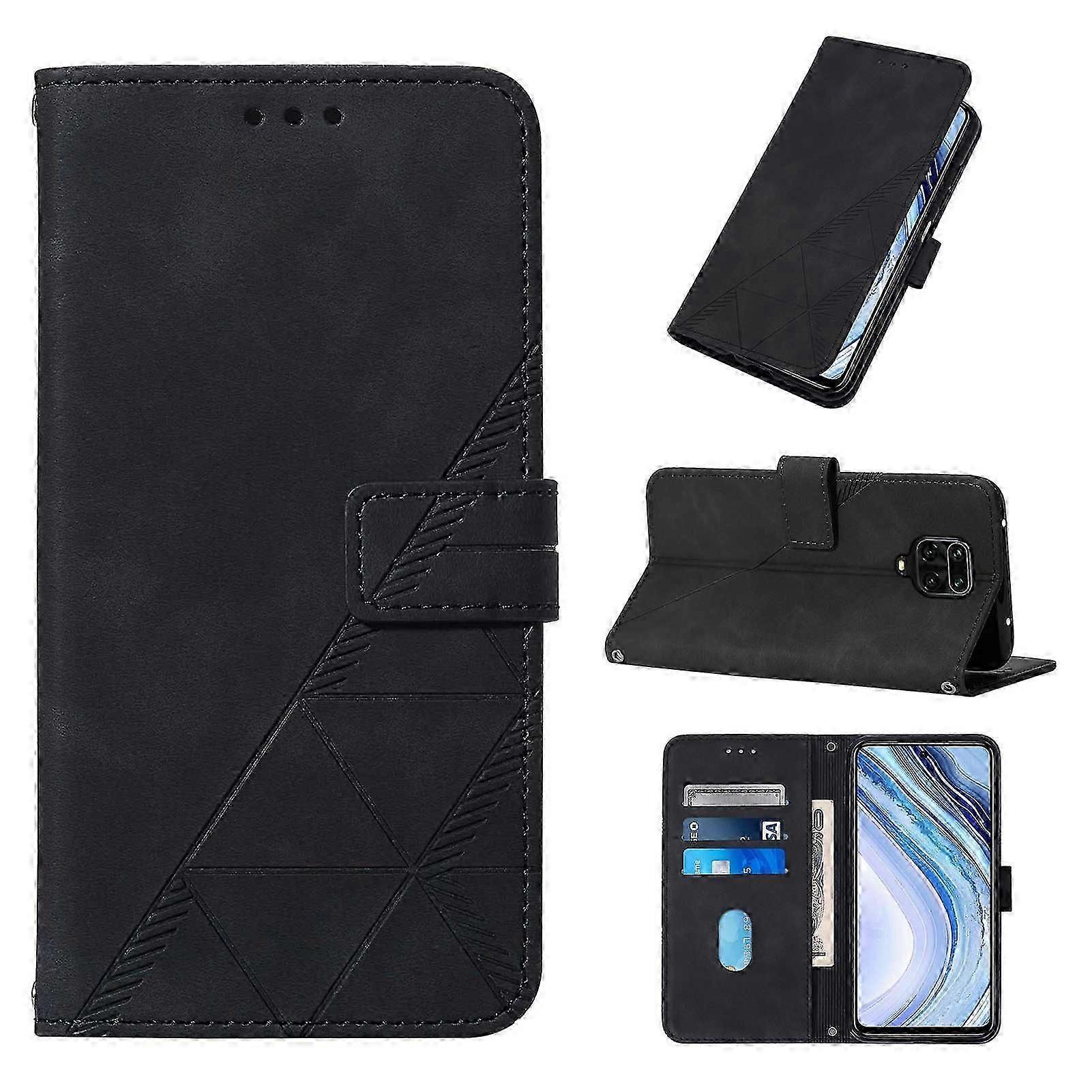 Compatible with Xiaomi Redmi Note 9 Pro/ Max Embossed PU Leather Wallet Case Card Slots Flip Stand Feature Protective Phone Cover