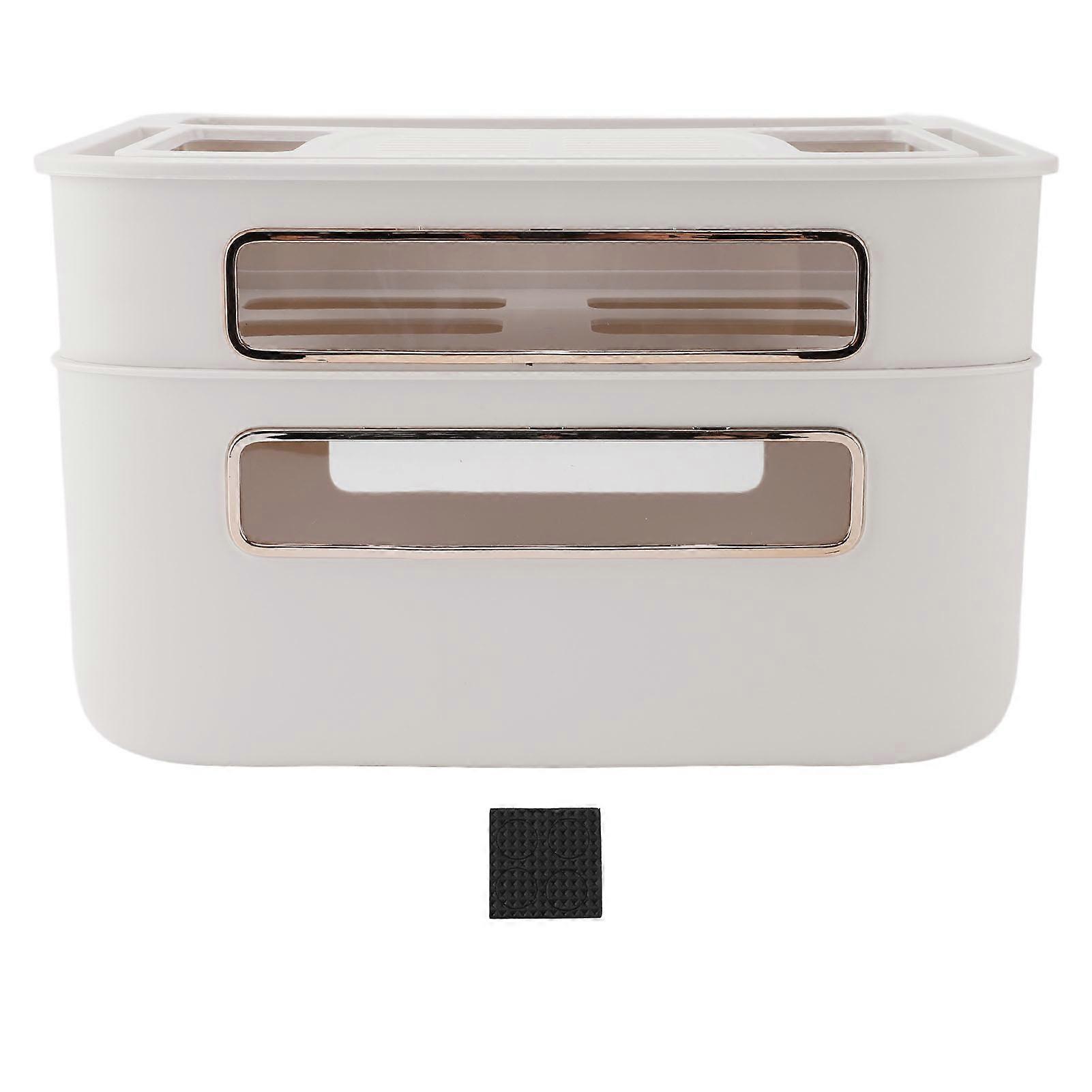 Router Storage Box 2 Layer Dust Proof Multifunctional with Lid Cable Management Router Box for Modem Network Cable Remote Control