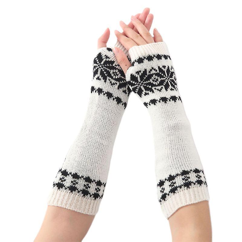 Snowflake Pattern Jacquard Fingerless Gloves