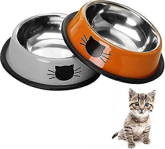 Katzennapf 2 Stück Katzennapf, Edelstahl-Katzennapf-Set, Futter- und Tränkespender für Katzenwelpen Hamst