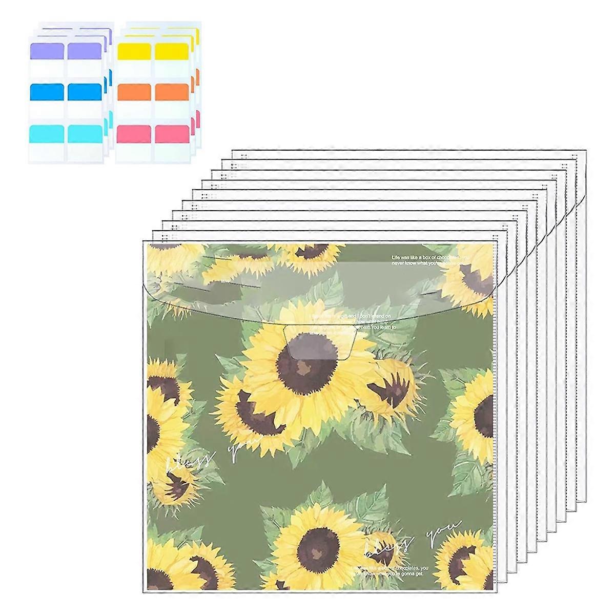 10 Pieces Scrapbook Paper Storage Organizer for 12 X 12 Inch Scrapbooking Paper,with 6 Coloful Stic