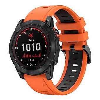 For Garmin Fenix 7X 26mm Two-Color Sports Silicone Watch Band