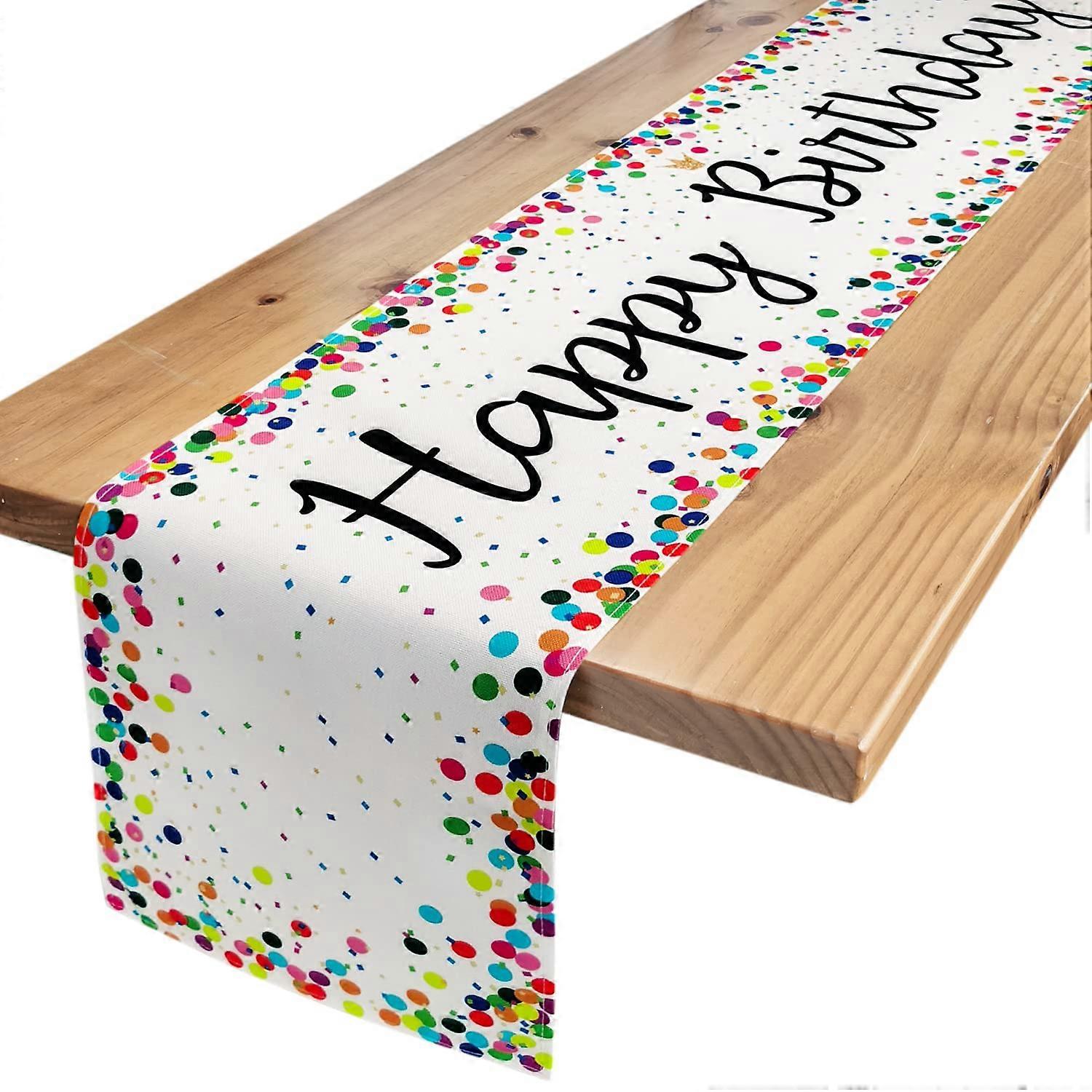 Happy Birthday Polka Dots Table Runner, 12x72 Inches