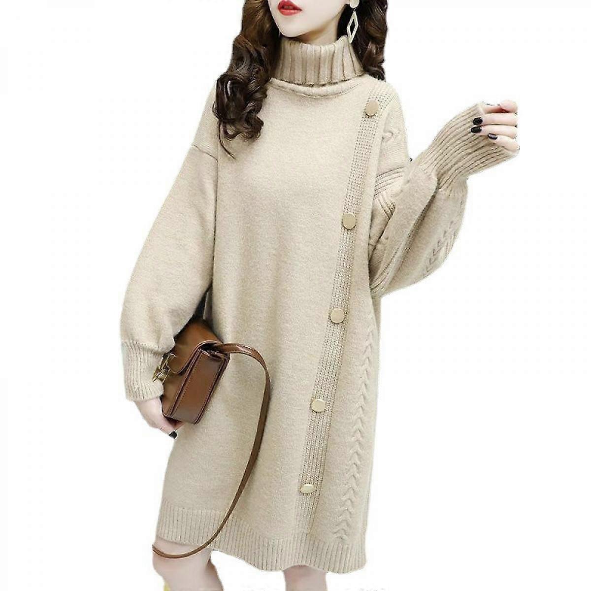 Damen Rollkragenpullover Langarm Pullover Strickpullover Loose Slouchy Soft Pullover Tops
