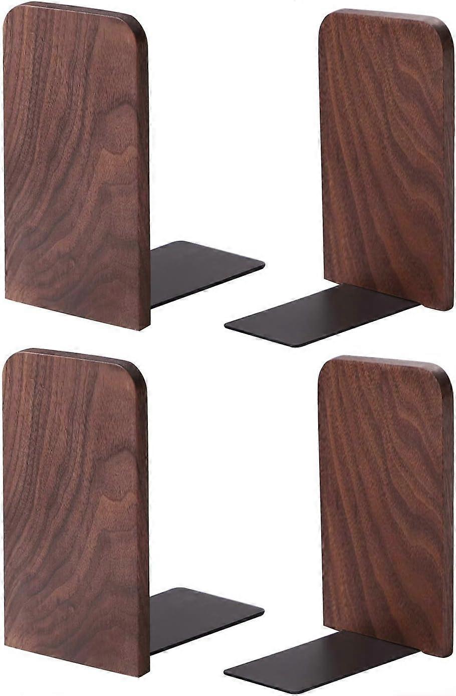 Set of 2 pairs of walnut wood bookends 13 x 8.1 cm