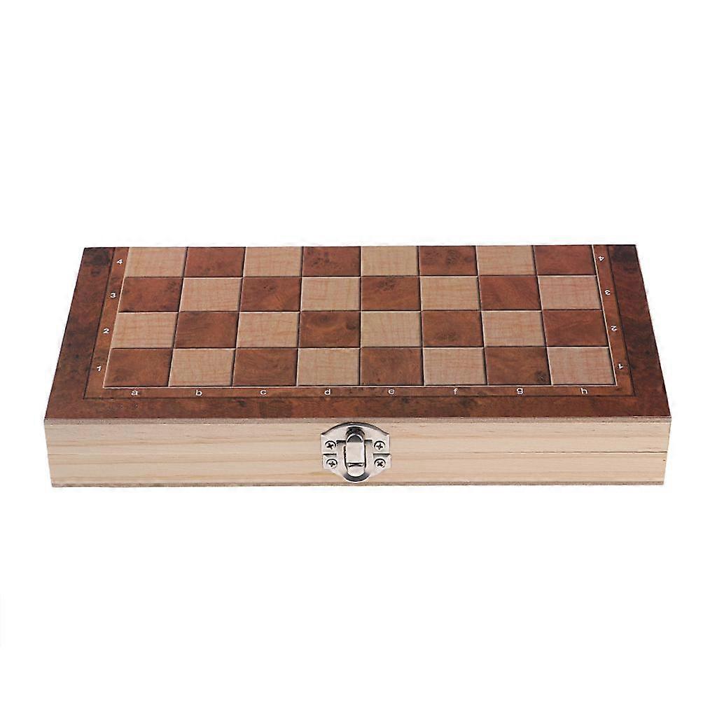 Premium Folding Wood Chess Set Built in Storage & Round Extra Pieces