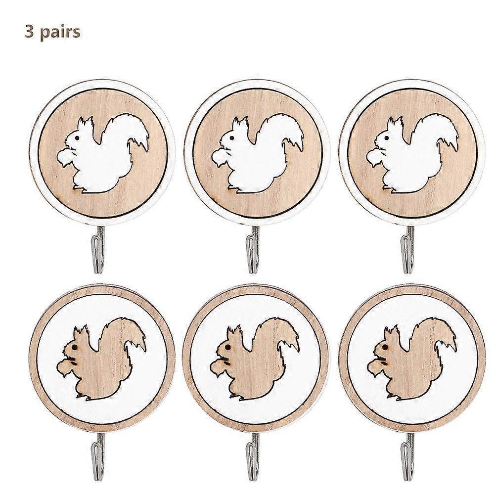Animal Shaped Wall Hooks 3 Pairs for Hanging Coats, Hats, and Keys in Bedroom – Decorative Kids Room Hanger